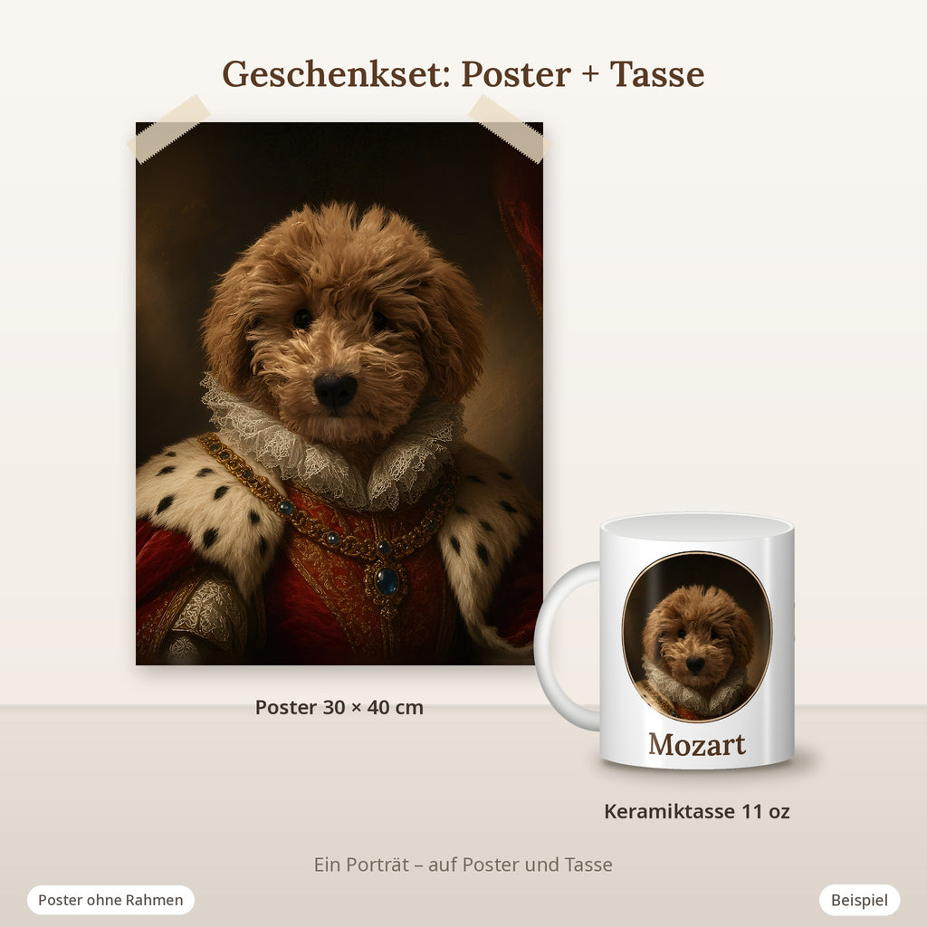 Geschenkset: Haustierporträt als Poster 30 × 40 cm + Tasse