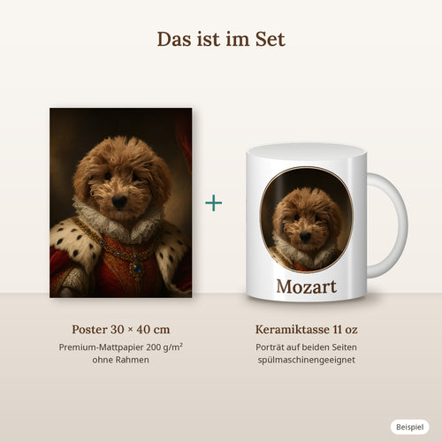 Geschenkset: Haustierporträt als Poster 30 × 40 cm + Tasse